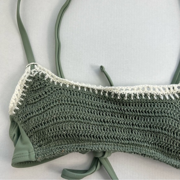 NWT Juniors' Crochet Bralette Bikini Top - Xhilaration Sage Green XS - Picture 8 of 14